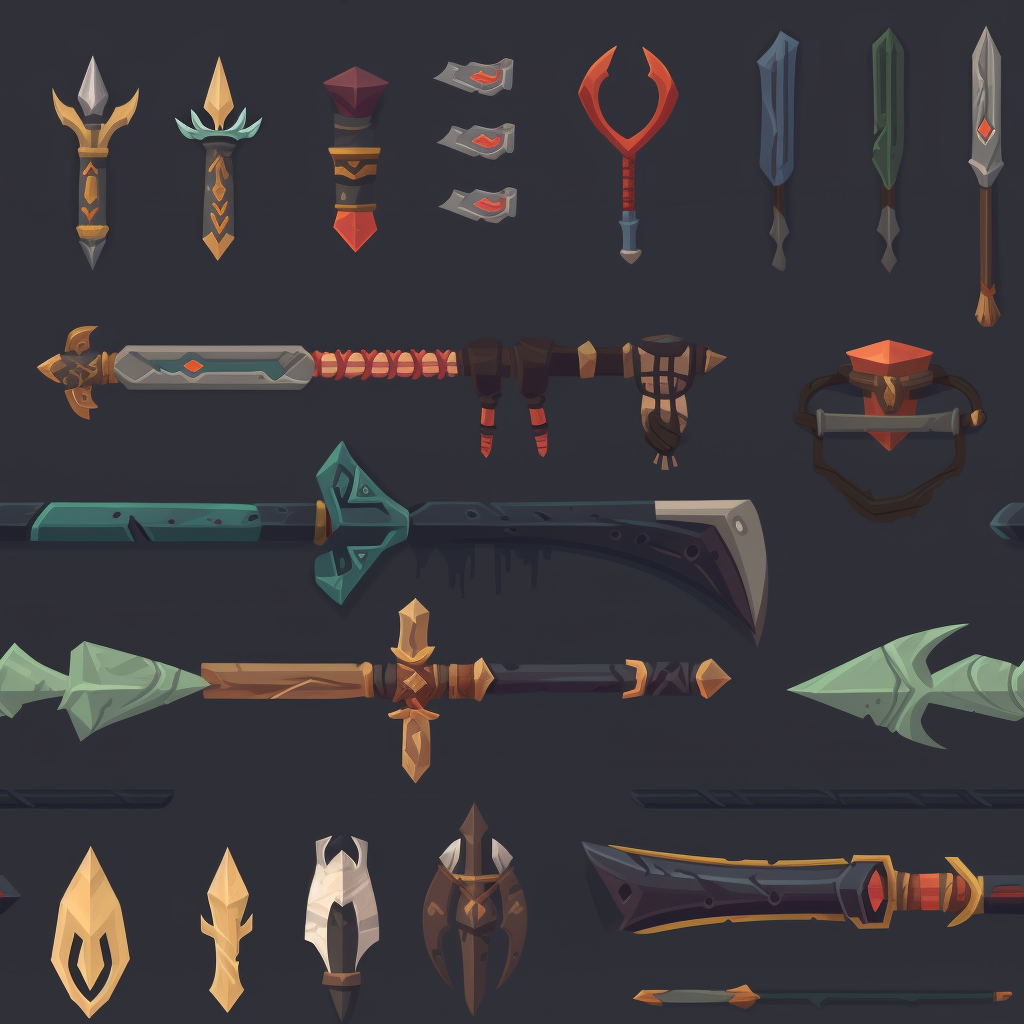 AI Midjourney Prompt for Game Asset - Hand-Painted Dark Fantasy Game Sprites for Weapons