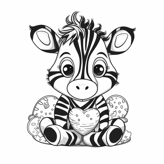AI Midjourney Prompt for Coloring Page - Baby Animal Love