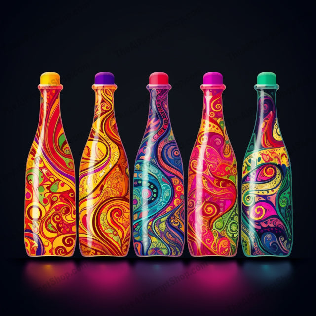 AI Midjourney Prompt for Objects - B189s - Colorful Soda Bottles