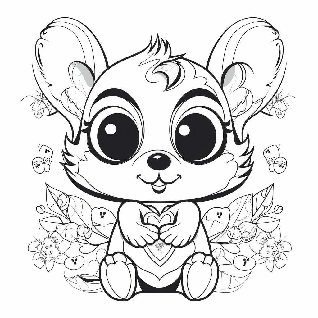 AI Midjourney Prompt for Coloring Page - Baby Animal Love