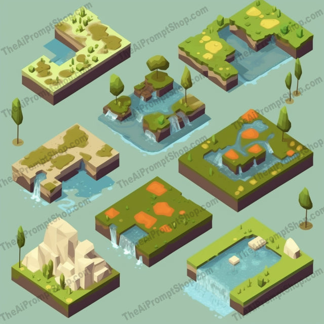 AI Midjourney Prompt for Naturalistic Isometric Terrain