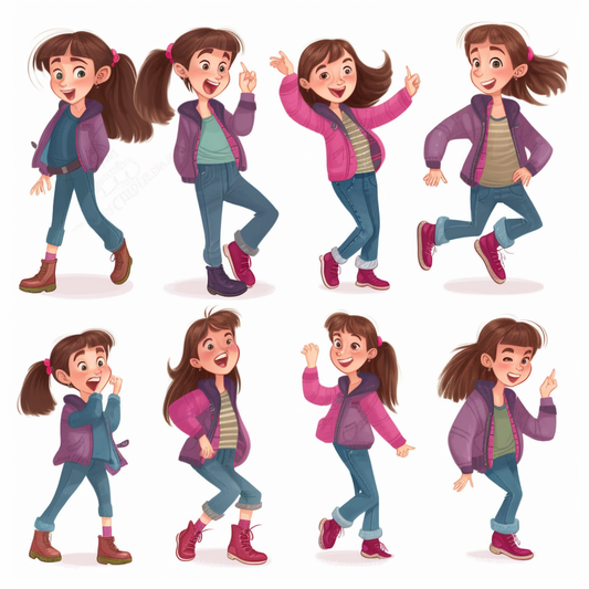 AI Midjourney Prompt for Character - Illustrated Child Character Poses