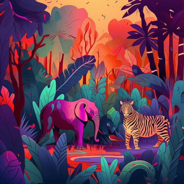 AI Midjourney Prompt for Playful Jungle Animal Scene