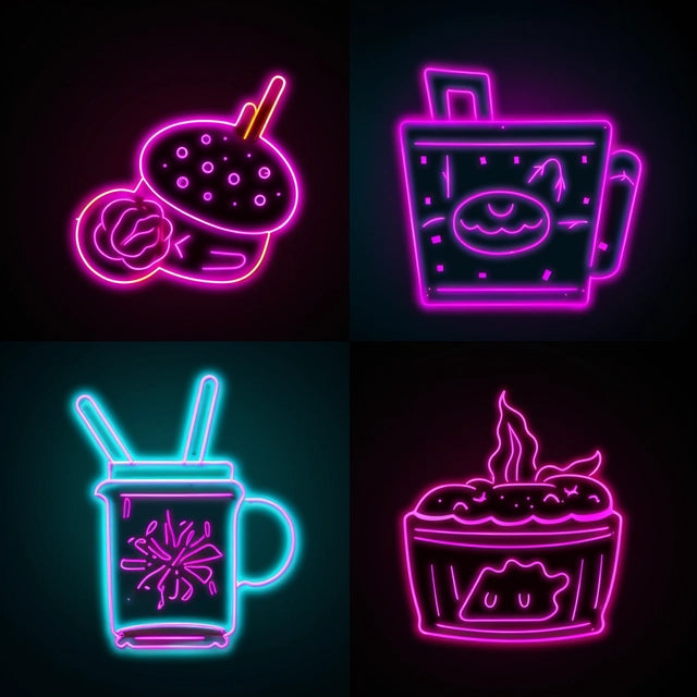 AI Midjourney Prompt for Neon Food and Drink Icons