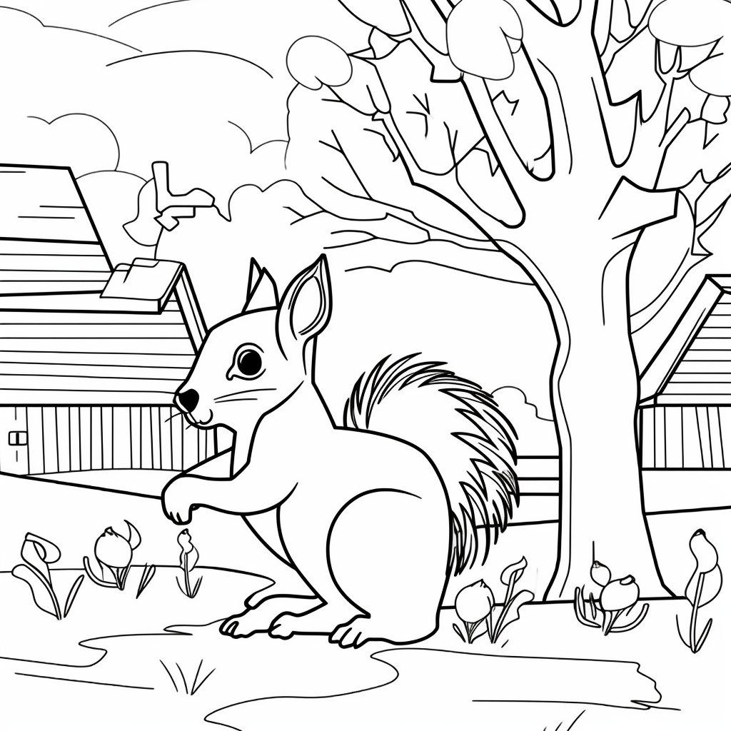 AI Midjourney Prompt for Coloring Page - Bold Farm Animal Coloring
