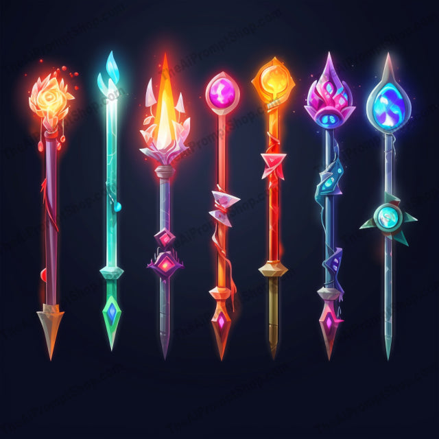 AI Midjourney Prompt for Luminous 3D Wand Collection with Fantasy Elements