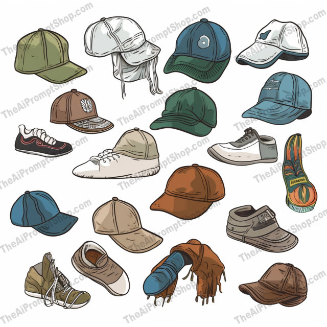 AI Midjourney Prompt for Clothing And Accessories - B268s - Cartoonish Hats