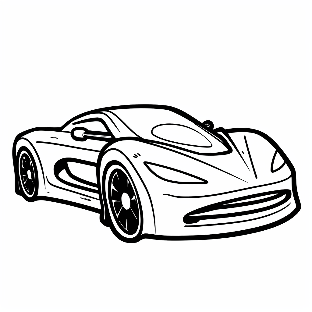 AI Midjourney Prompt for Coloring Page - Simple Race Car Coloring Page
