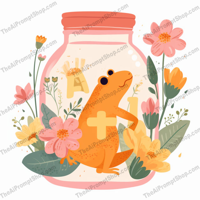 AI Midjourney Prompt for Illustrations - B220s - Frog in a Jar