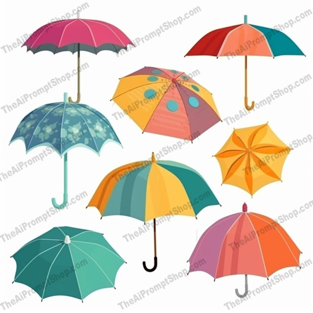 AI Midjourney Prompt for Isometrics - B166s - Colorful Umbrella Collection