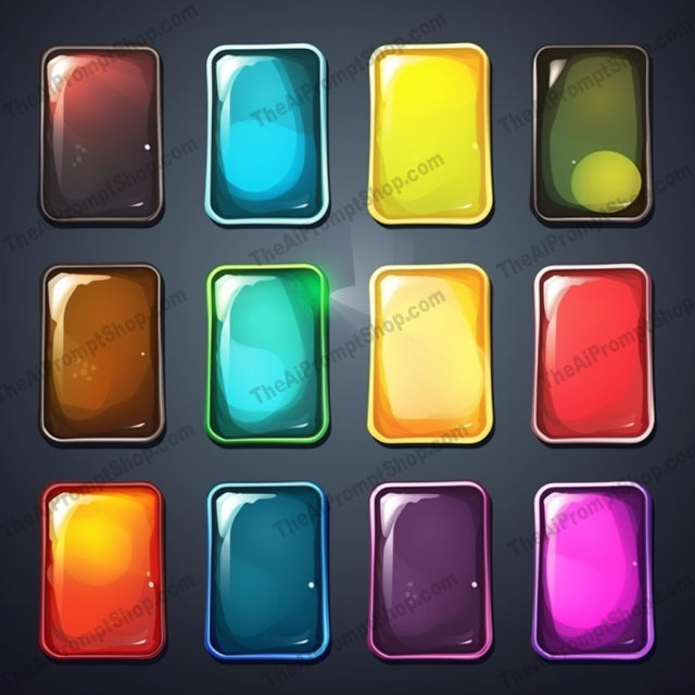 AI Midjourney Prompt for Colorful Glass Button Icons
