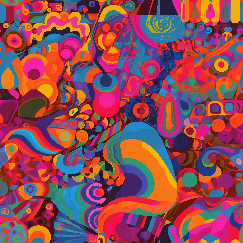 AI Midjourney Prompt for Illustration - Victor Moscoso-inspired Painting