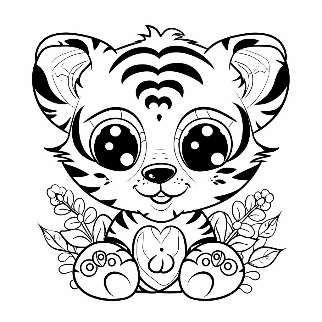 AI Midjourney Prompt for Coloring Page - Baby Animal Love