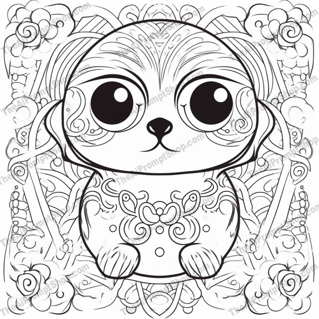AI Midjourney Prompt for Anime Chibi Animal Coloring Page