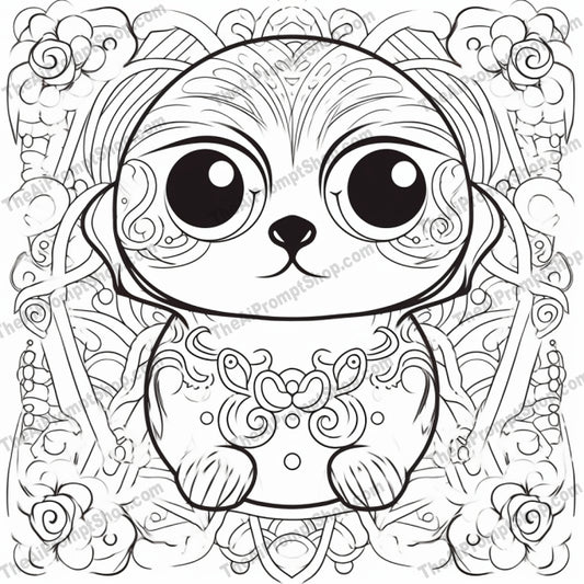 AI Midjourney Prompt for Anime Chibi Animal Coloring Page