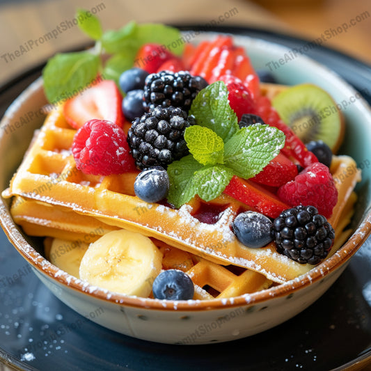 Decadent Desserts AI MidJourney Image Prompt, Food, 4275Artistic Food Presentation, Berry Delights, Berry Waffles, Breakfast Desserts, chat gpt, chat gpt prompts, chatgpt, chatgpt prompts, Colorful Food Display, Culinary Art, Delicious Indulgence, Dessert Masterpieces, Edible Flowers, Elegant Pastries, Fine Dining, Food Photography, Fresh Berries, Fruit Garnishes, Fruit Pancakes, Gourmet Sweets, midjourney, Pastry Art, Pastry Tarts, Sweet Treats, Vibrant Desserts