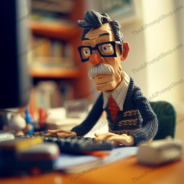 Whimsical Academia in Clay AI MidJourney Image Prompt, Character Art, 4200Academic vignettes, Animated still life, Artistic clay details, chat gpt, chat gpt prompts, chatgpt, chatgpt prompts, Claymation style, Cozy study environment, Crafted characters, Creative workspace, Handmade aesthetics, Intellectual charm, Knitted textures, Lifelike textures, midjourney, Miniature settings, Scholarly figurines, Studious atmosphere, Warm indoor lighting