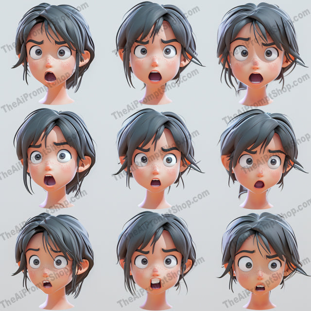 Dynamic Poses and Expressions AI MidJourney Image Prompt, Character Art, 42183D character poses, Action poses, Animation frames, Animation keyframes, Animation sequence, Art reference, Cartoon animation, Character animation, Character design, Character dynamics, Character movement, Character rigging, chat gpt, chat gpt prompts, chatgpt, chatgpt prompts, Digital art, Dynamic poses, Emotional reactions, Expressive faces, Facial expressions, midjourney, Motion study, Movement study, Pose reference