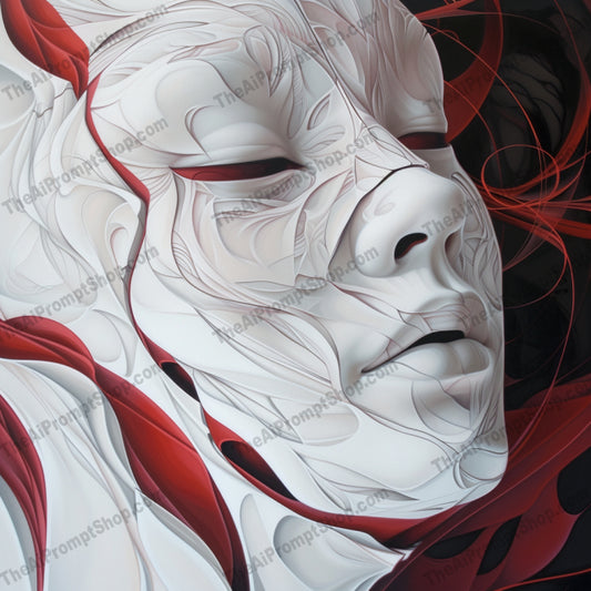 Synthetic Masquerade Elegance AI MidJourney Image Prompt, Character Art, 4179Artistic complexity, Biomechanical masks, chat gpt, chat gpt prompts, chatgpt, chatgpt prompts, Conceptual art, Dramatic contrasts, Futuristic elegance, Hyper-realistic art, Intricate patterns, Mechanical humanity, midjourney, Organic cybernetics, Ornamental designs, Red and white palette, Robotic aesthetics, Surreal portraiture, Symmetrical beauty, Technological fusion