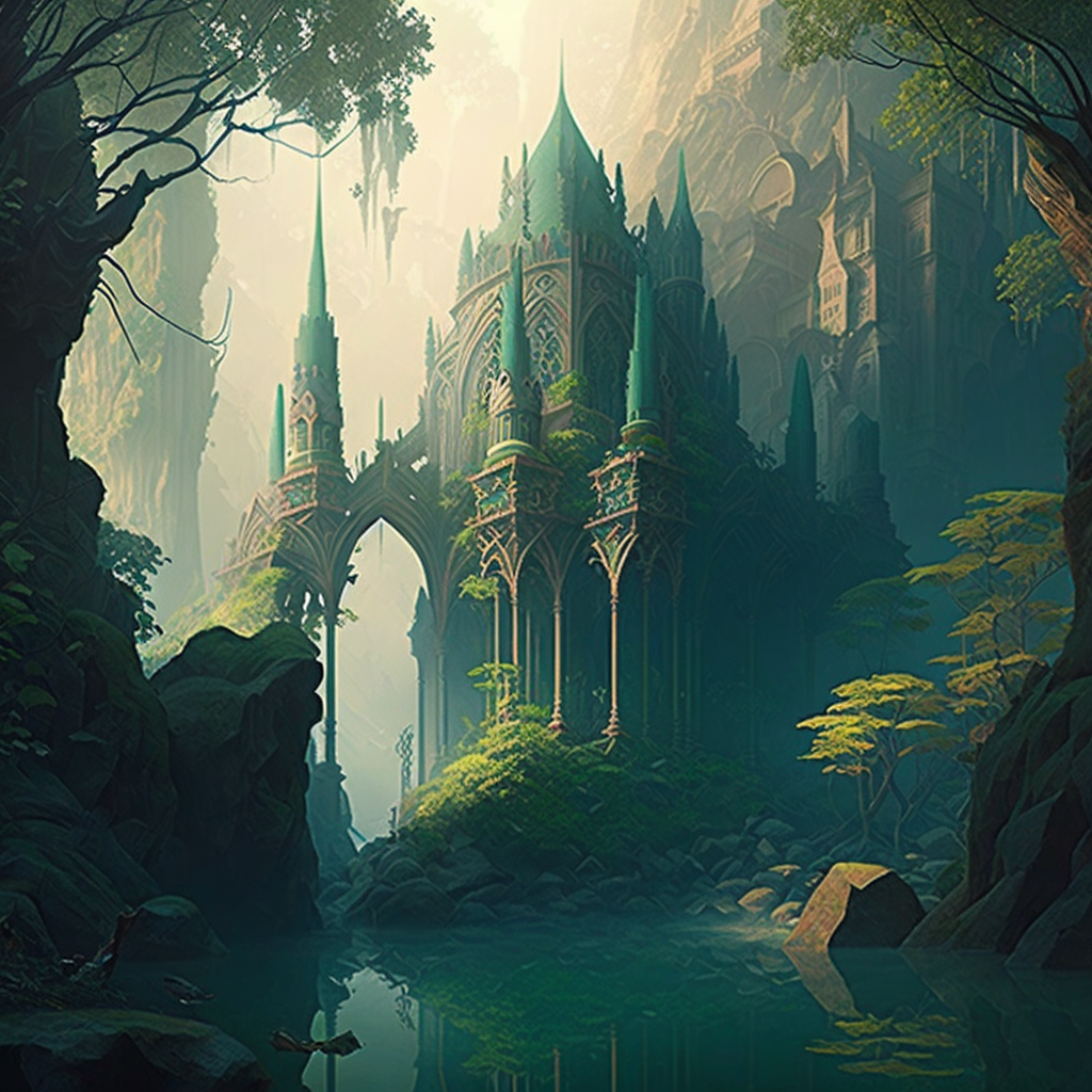 AI Midjourney Prompt for Misty Verdant Kingdom