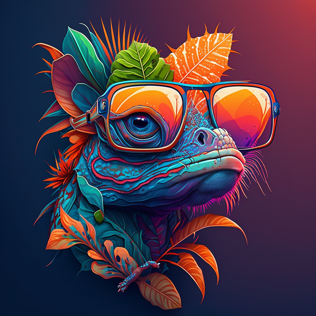 AI Midjourney Prompts for Vibrant Colorful Animals in Glasses