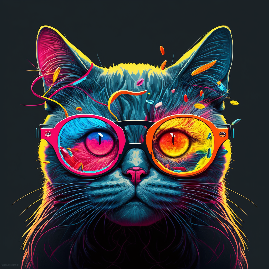 AI Midjourney Prompts for Vibrant Colorful Animals in Glasses