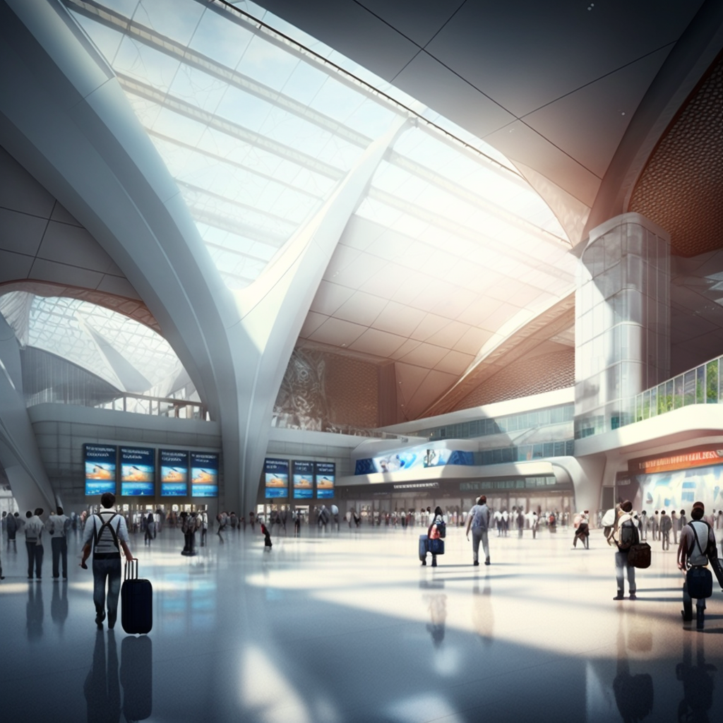 AI Midjourney Prompt for Futuristic Airports