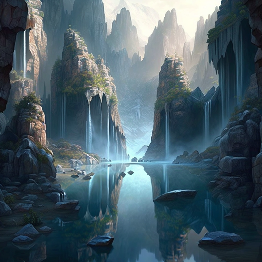 AI Midjourney Prompt for Serene Fractal Oasis