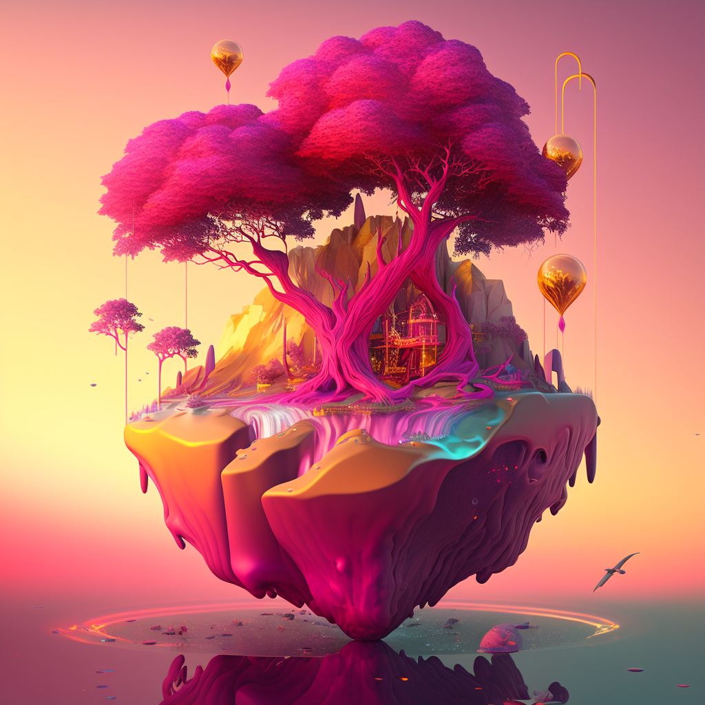 AI Midjourney Prompt for Golden Sunset Island