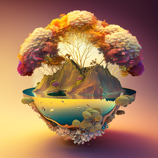 AI Midjourney Prompt for Golden Sunset Island