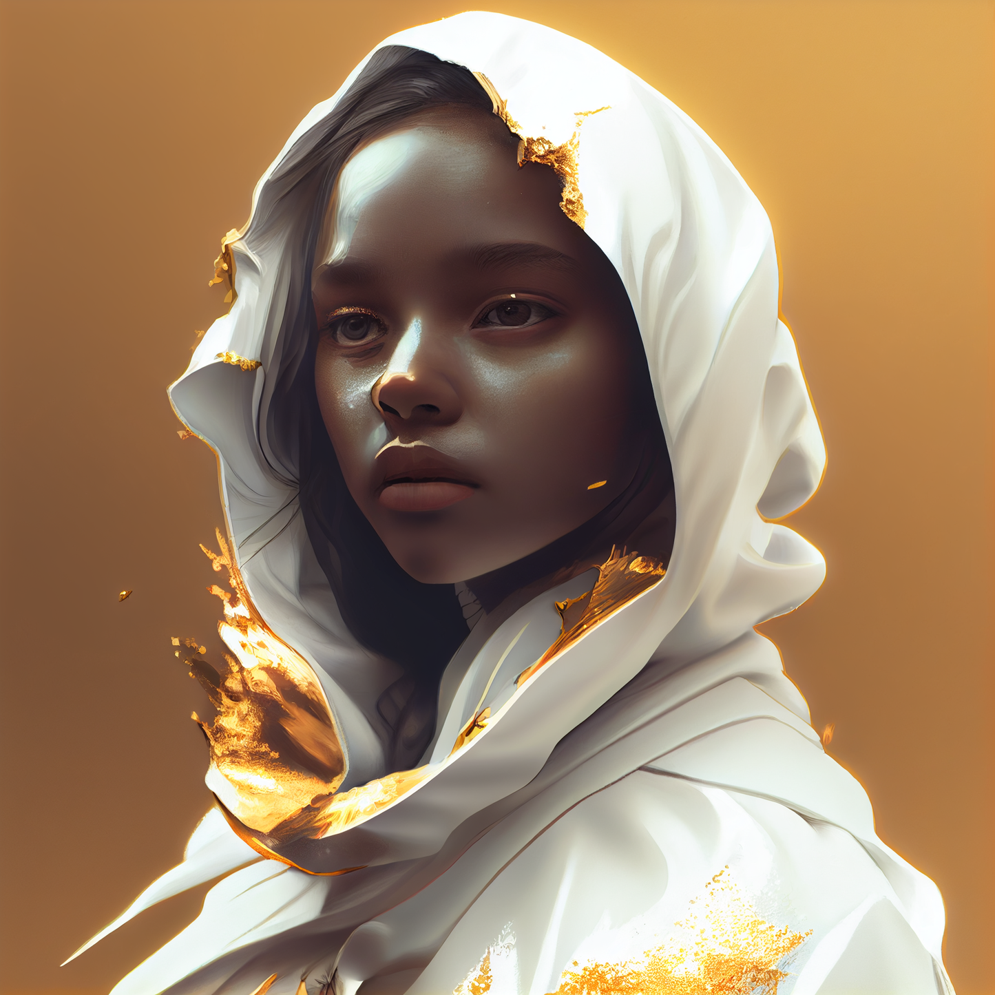 AI Midjourney Prompt for Gold and White Portraits