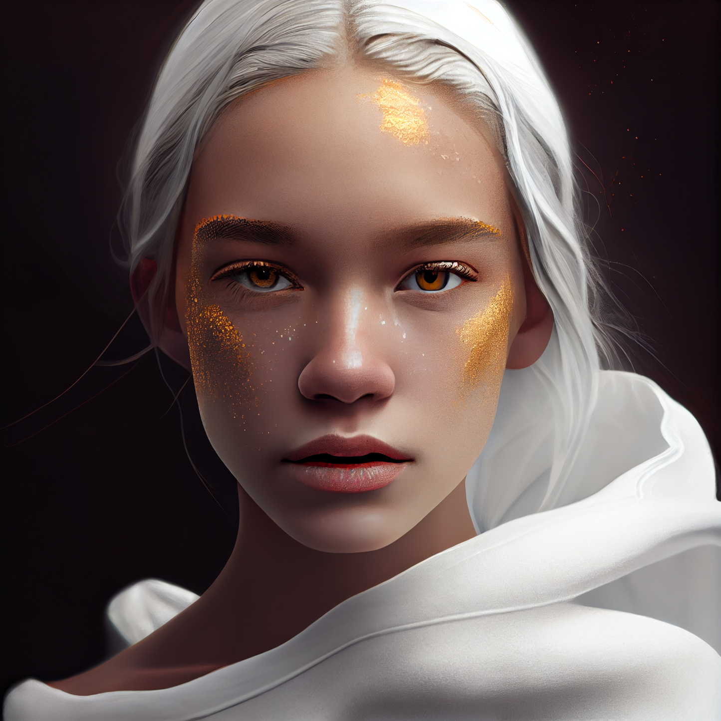 AI Midjourney Prompt for Gold and White Portraits