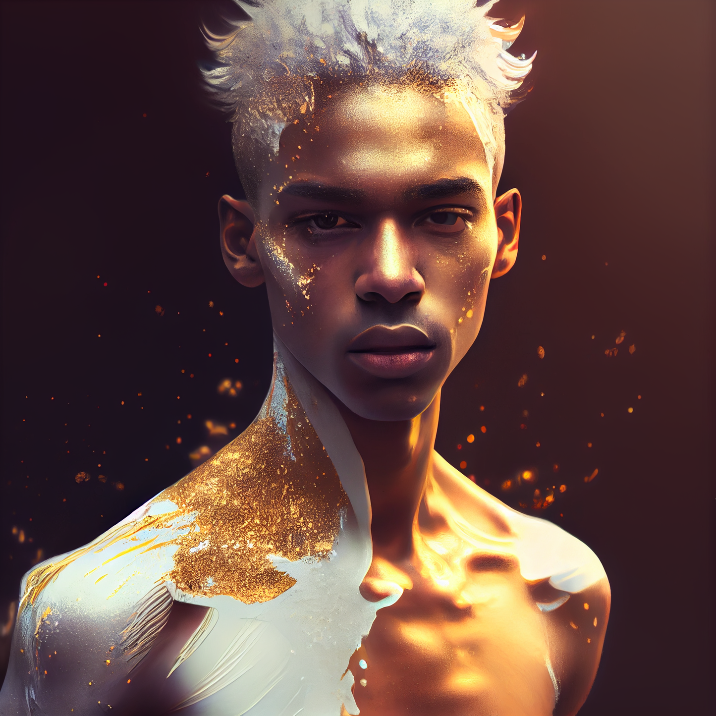 AI Midjourney Prompt for Gold and White Portraits