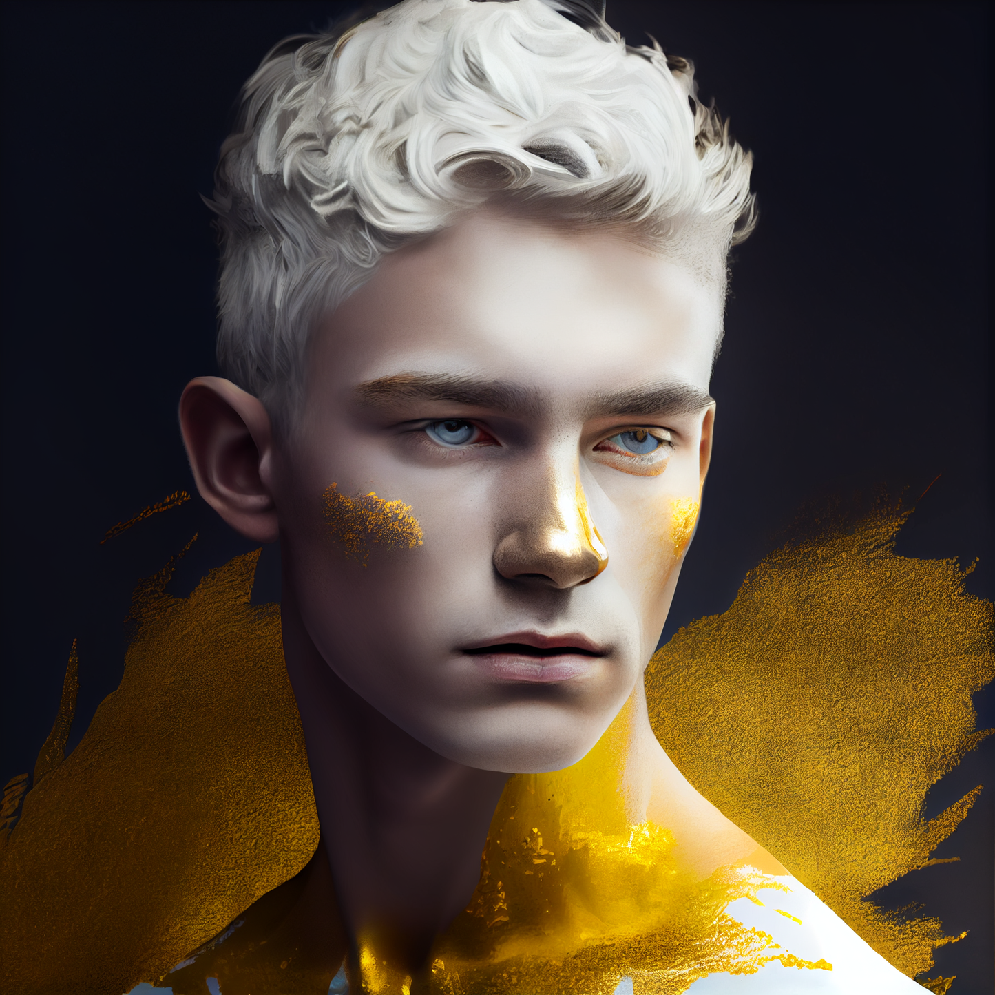 AI Midjourney Prompt for Gold and White Portraits