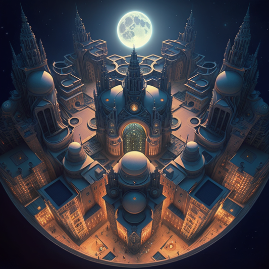 AI Midjourney Prompt for Moonlit Fractal City
