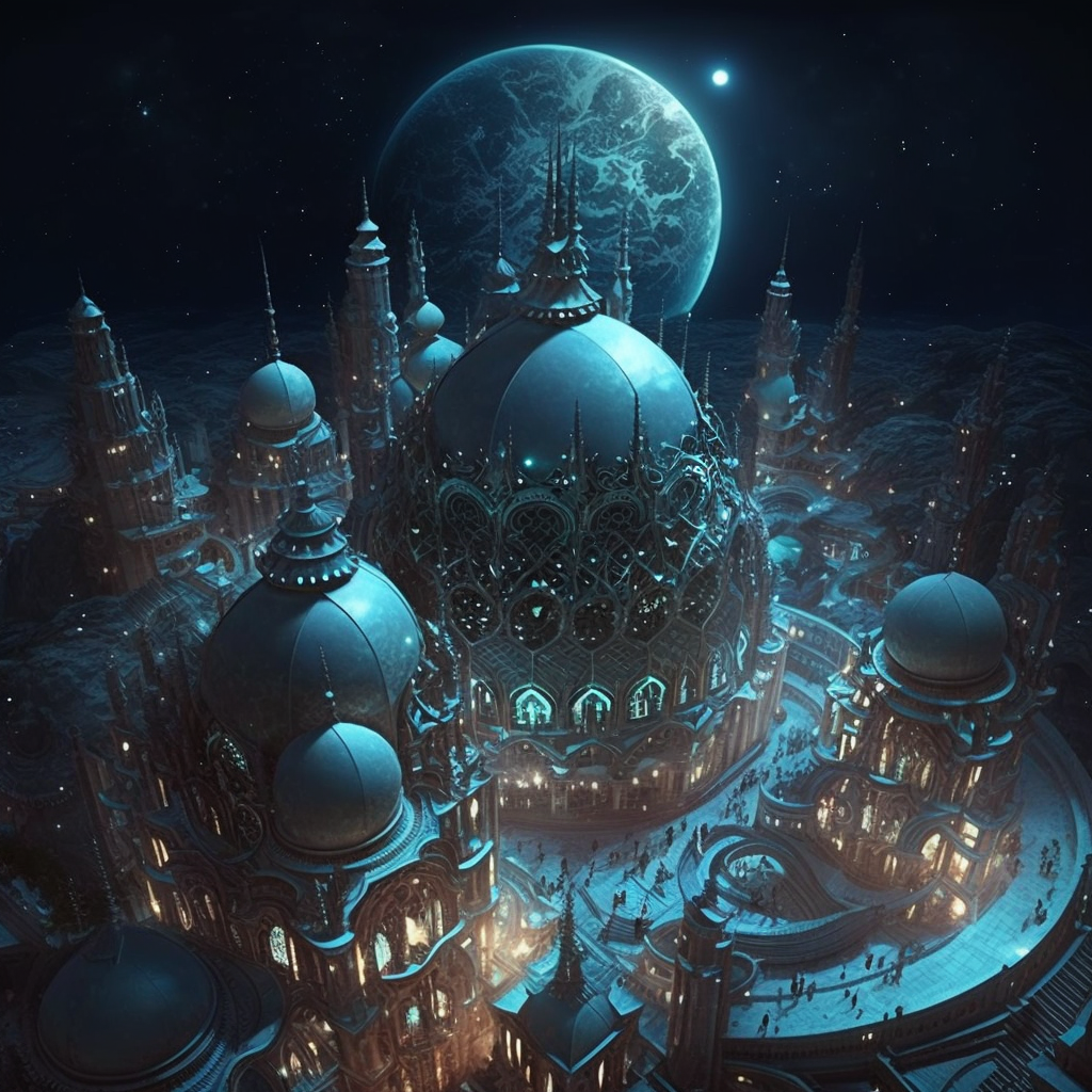 AI Midjourney Prompt for Moonlit Fractal City