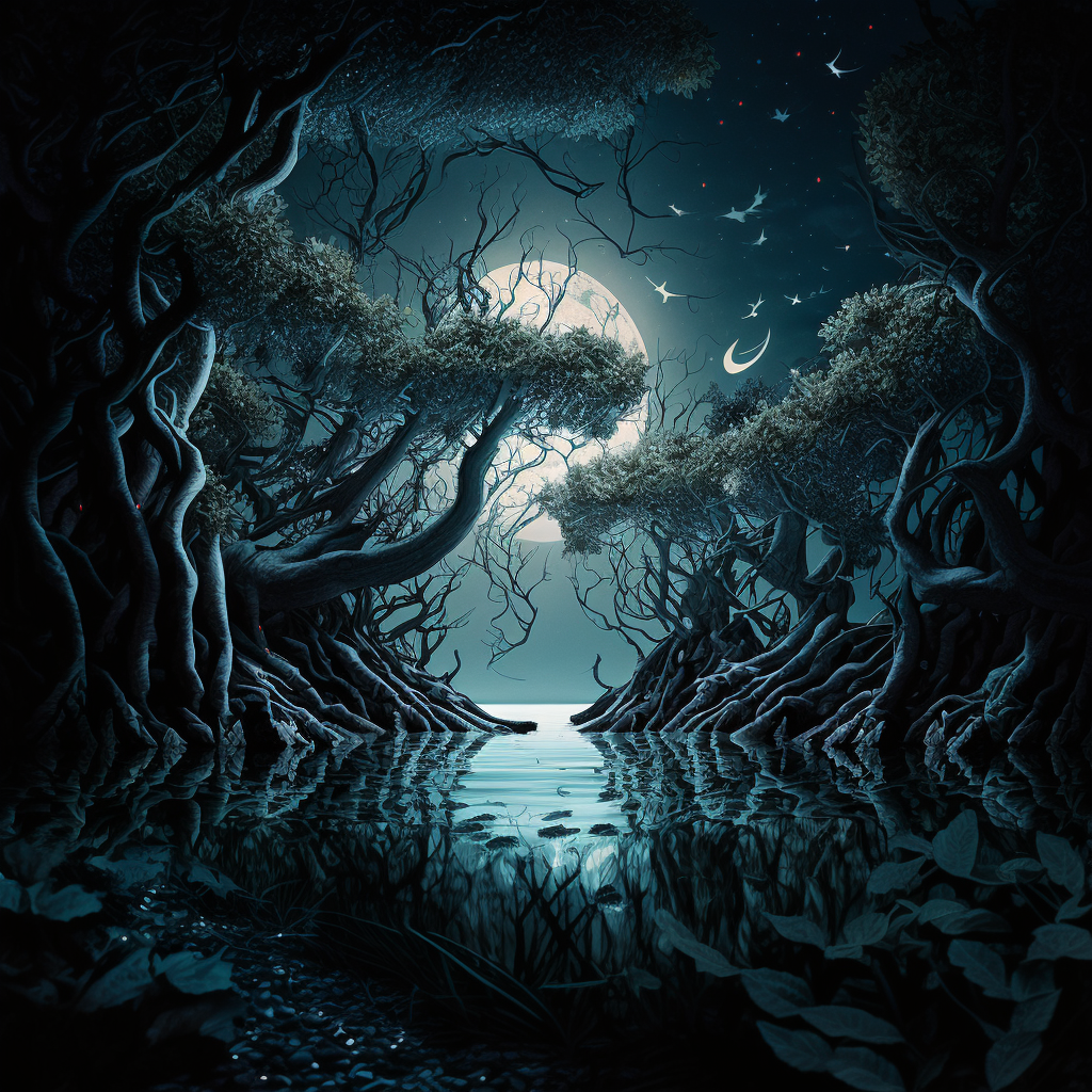 AI Midjourney Prompt for Ancient Fractal Forest