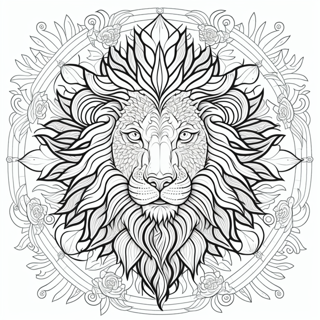 AI Midjourney Prompts for Adult Mandala Coloring pages
