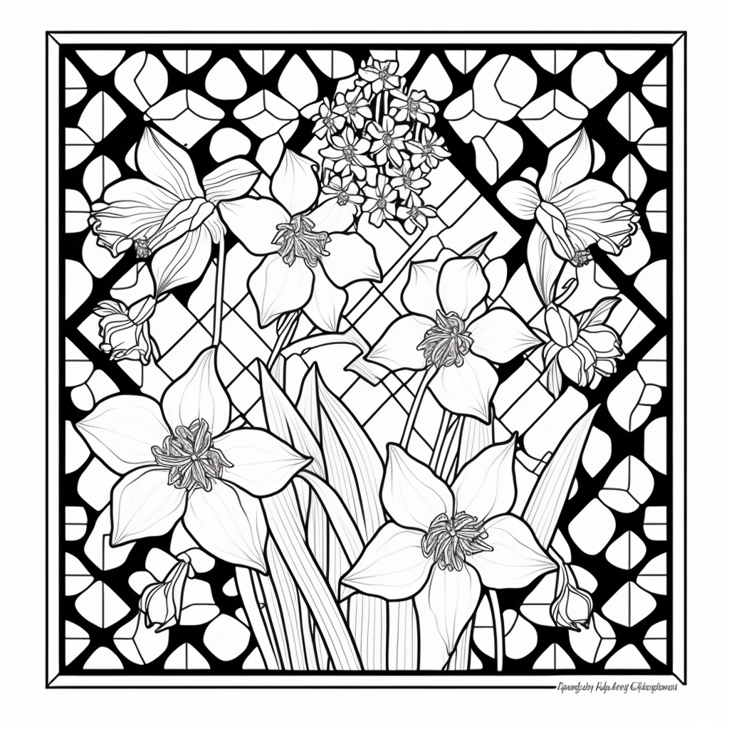 AI Midjourney Prompts for Geometric flower Coloring pages