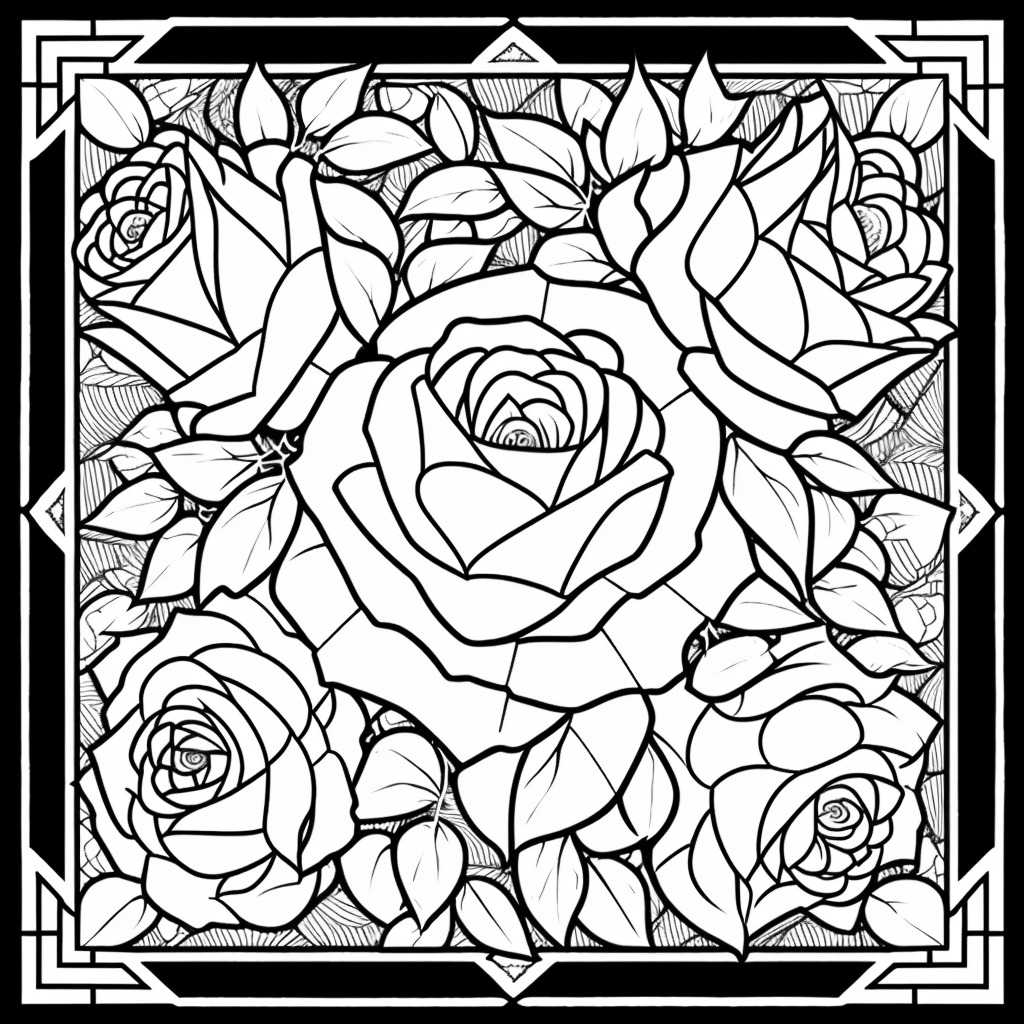 AI Midjourney Prompts for Geometric flower Coloring pages