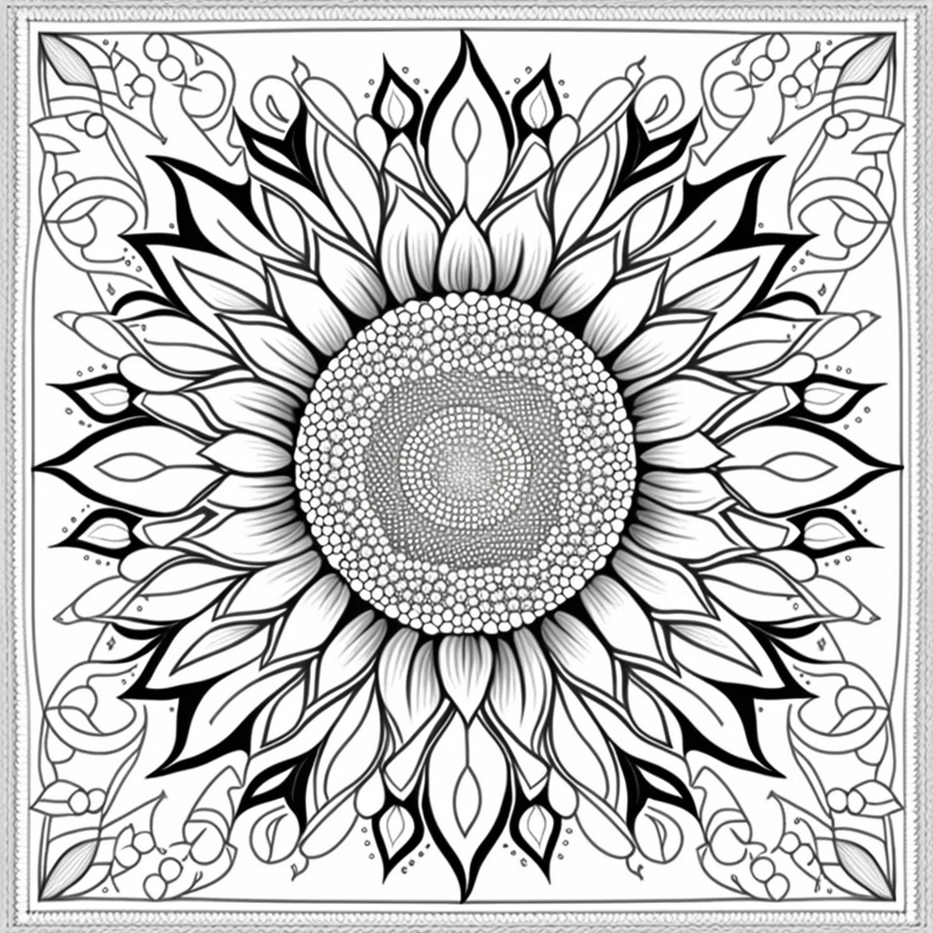 AI Midjourney Prompts for Geometric flower Coloring pages