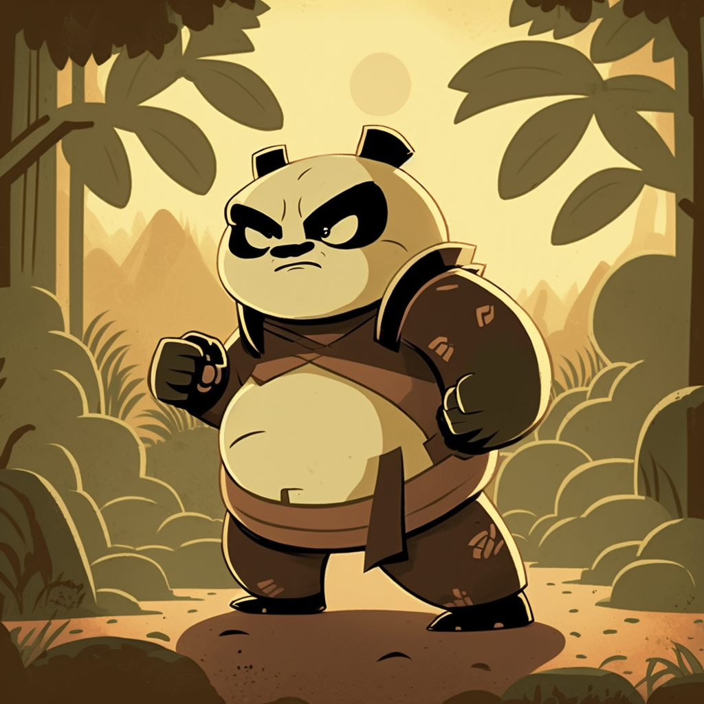 AI Midjourney Prompt for DreamWorks  Kung Fu Panda-style Pandas