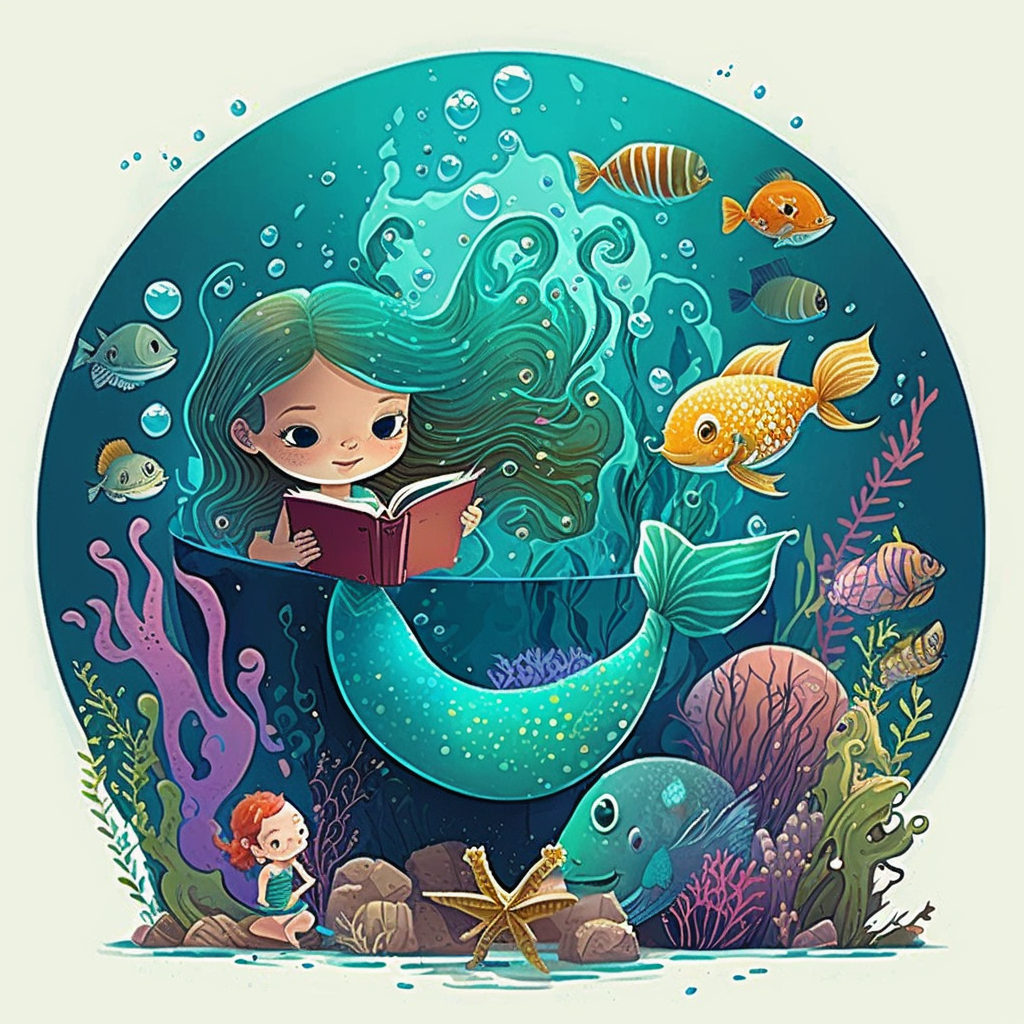 AI Midjourney Prompt for Storybook Illustrations - Mermaid's Underwater Friends