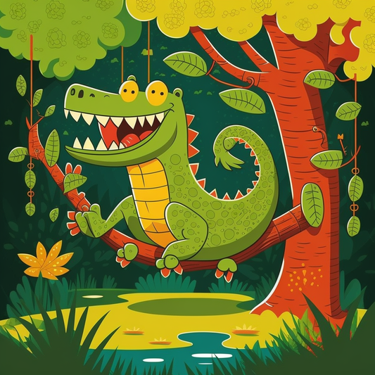 AI Midjourney Prompt for Storybook Illustrations - Mischievous Jungle Swings