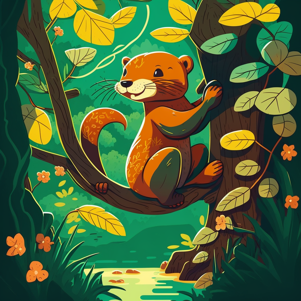 AI Midjourney Prompt for Storybook Illustrations - Mischievous Jungle Swings