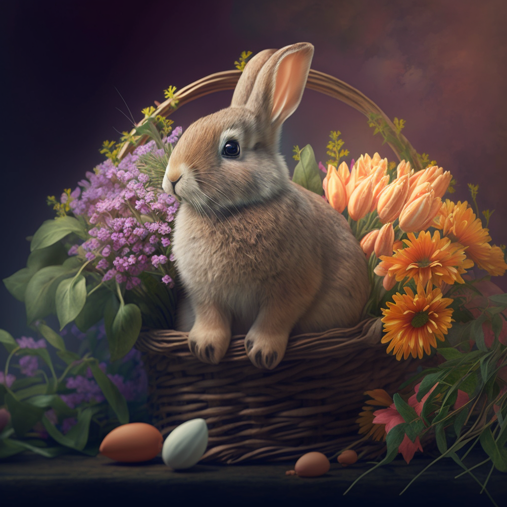 AI Midjourney Prompt for Easter Bunny with Egg Basket