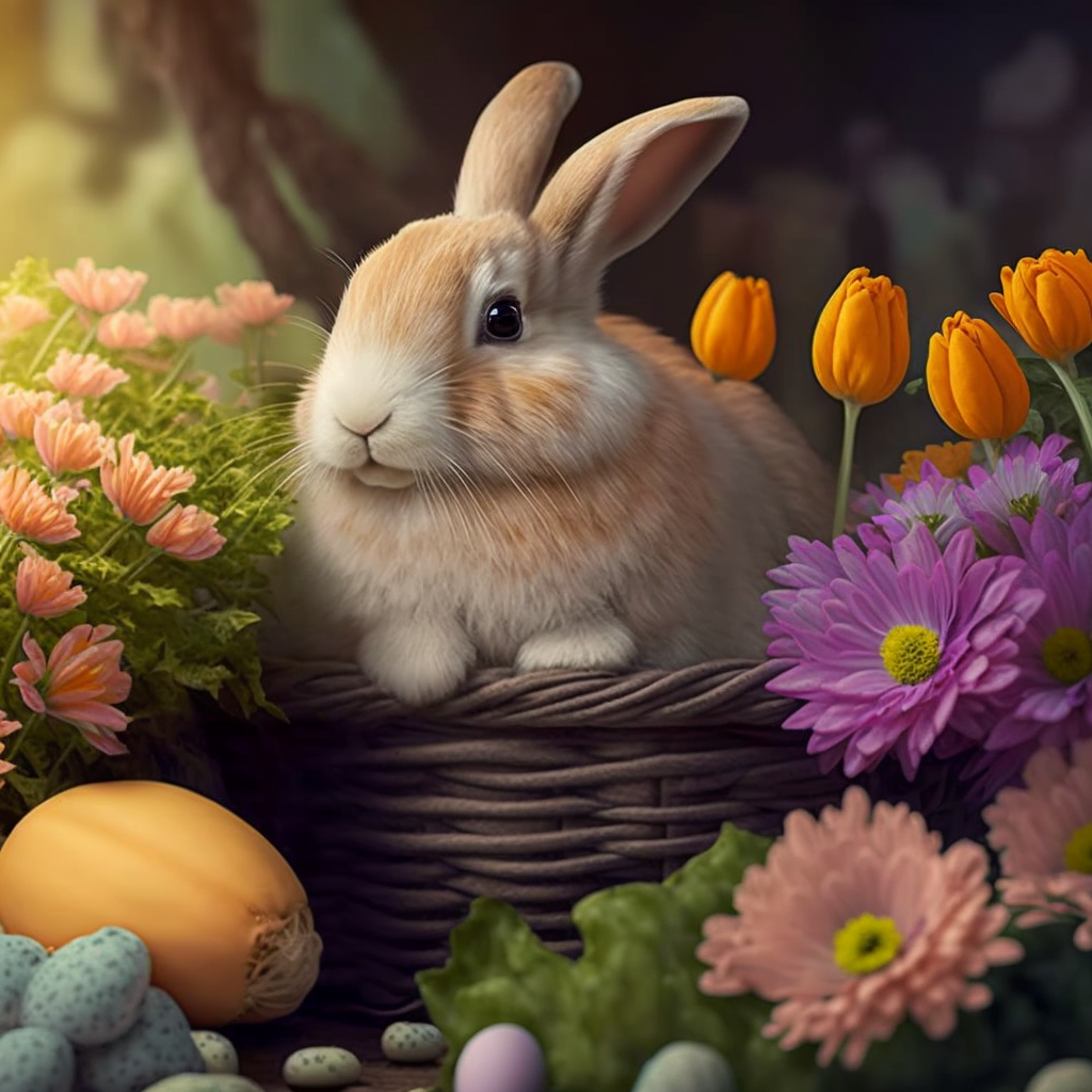 AI Midjourney Prompt for Easter Bunny with Egg Basket