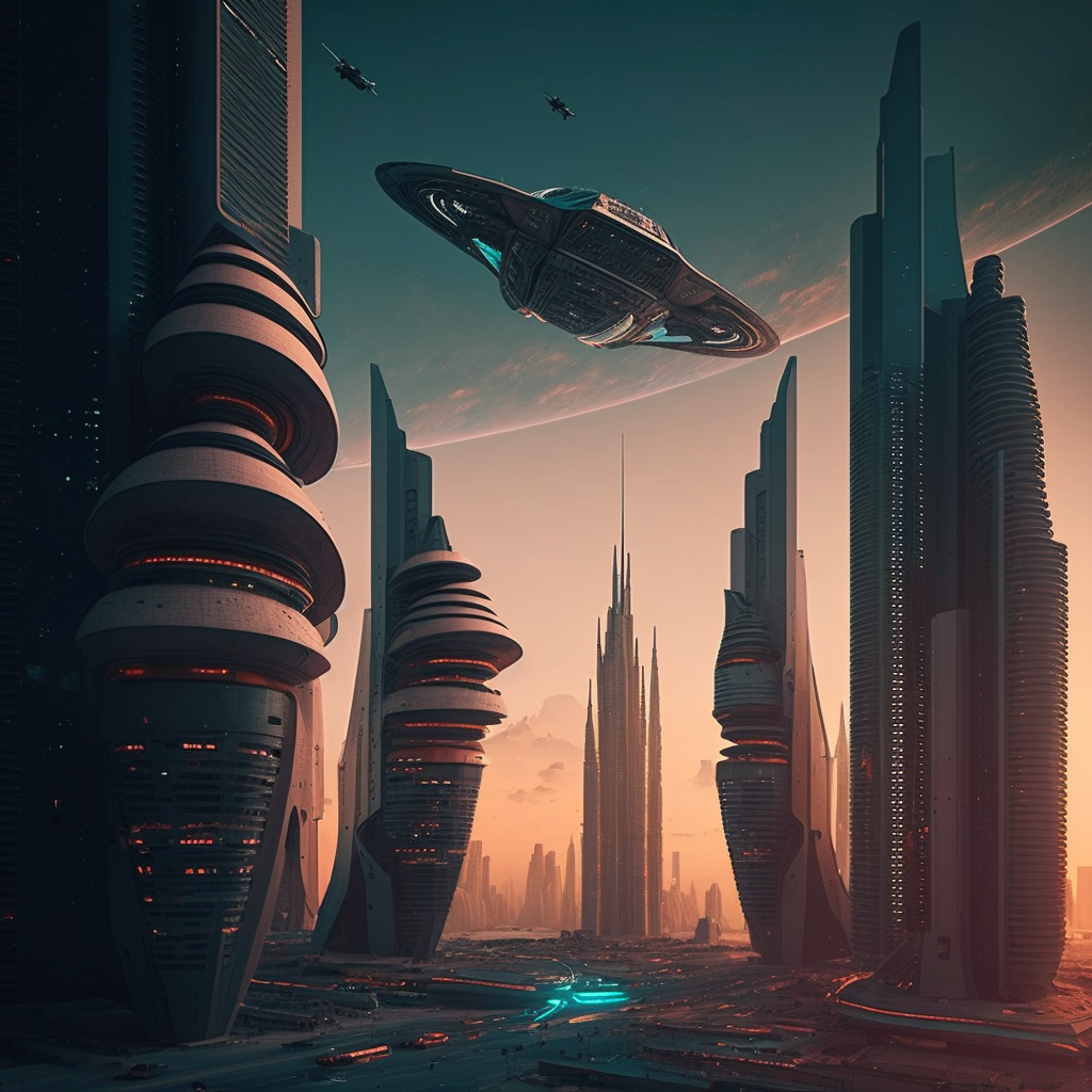 AI Midjourney Prompt for Futuristic Cityscape