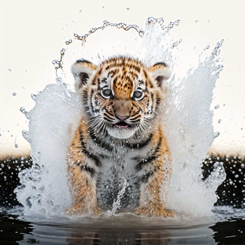 AI Midjourney Prompt for Realistic Animals Splashing Water