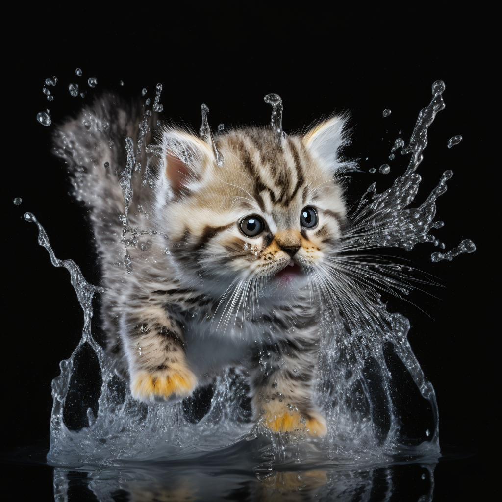 AI Midjourney Prompt for Realistic Animals Splashing Water